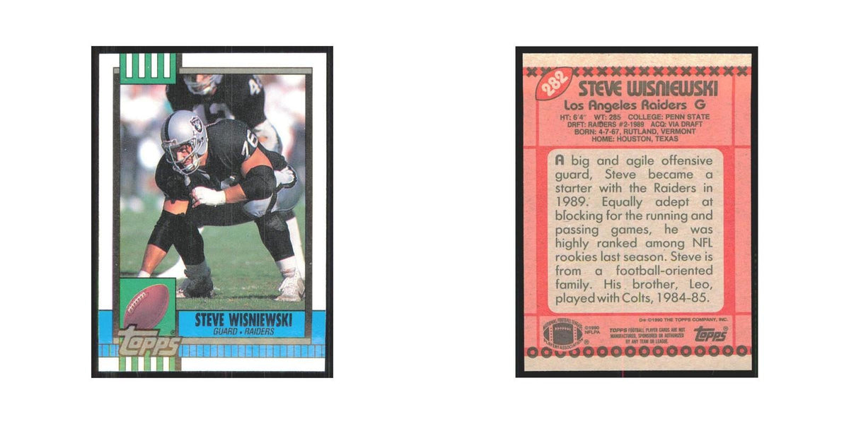 1990 Topps Steve Wisniewski Los Angeles Raiders #282