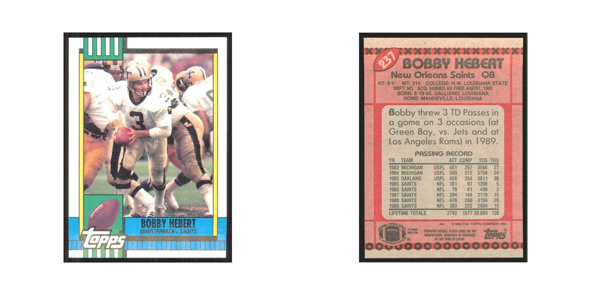 1990 Topps Bobby Hebert Saints #237