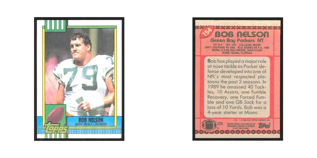 1990 Topps Bob Nelson Packers #154