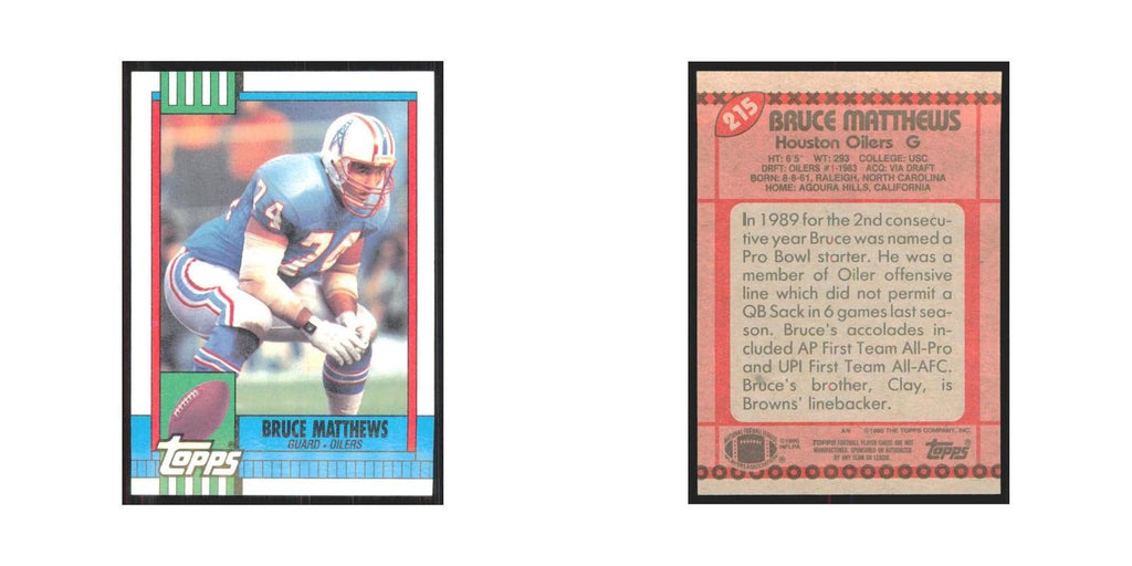 1990 Topps Bruce Matthews Houston Oilers #215