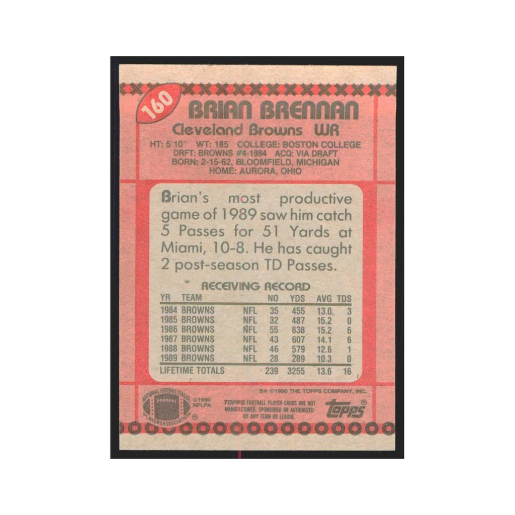 1990 Topps Brian Brennan Browns #160