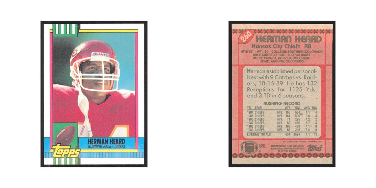 1990 Topps Herman Heard Chiefs #260