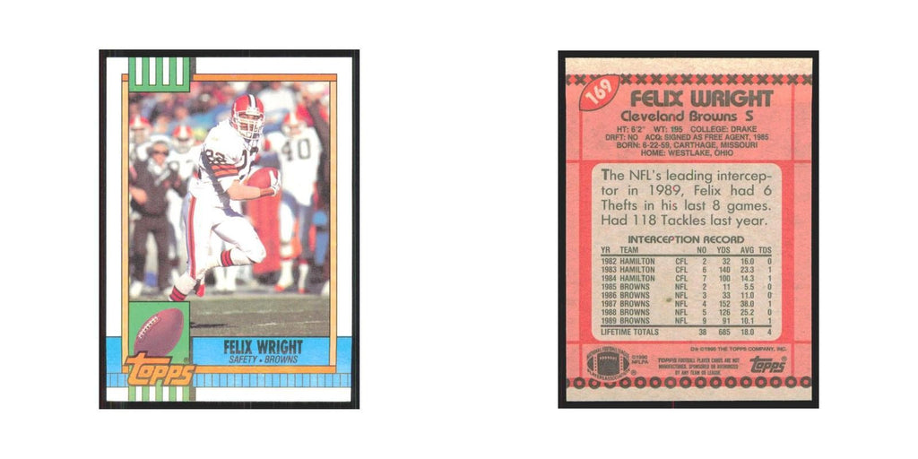 1990 Topps Felix Wright Browns #169