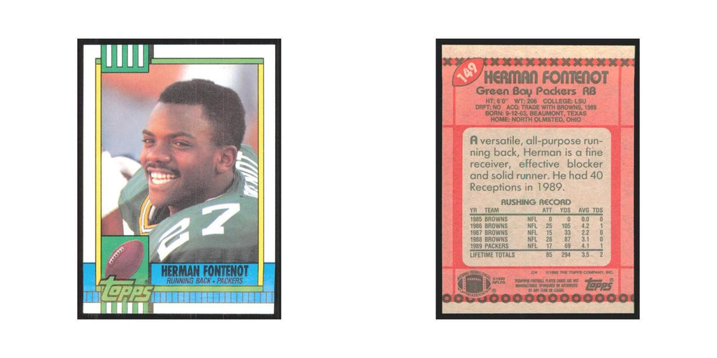 1990 Topps Herman Fontenot Packers #149