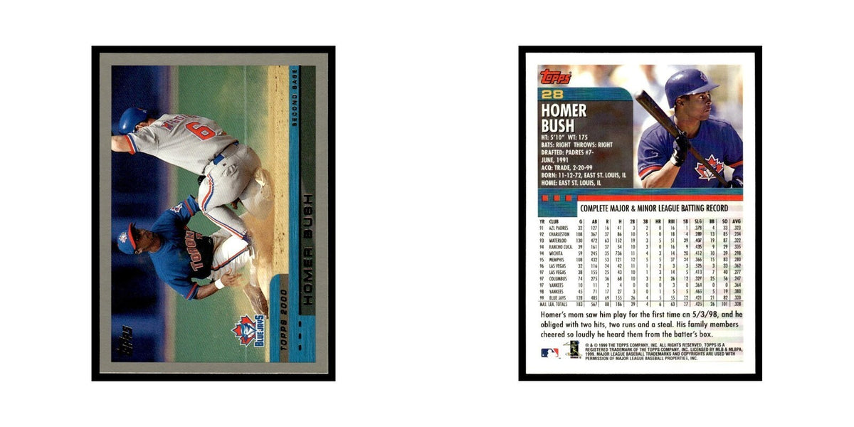 Homer Bush 2000 Topps #28 Toronto Blue Jays Baseball Card NM