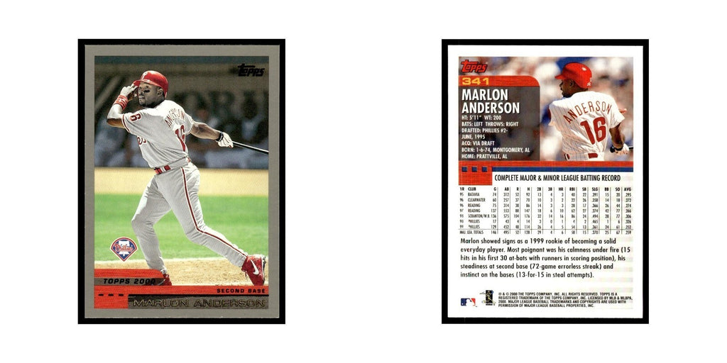 Marlon Anderson 2000 Topps #341 Philadelphia Phillies Baseball Card NM