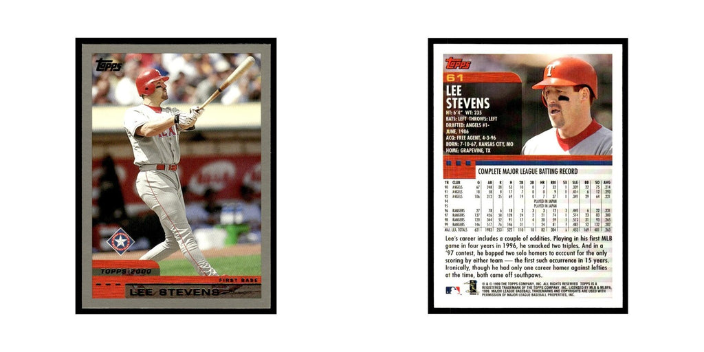 Lee Stevens 2000 Topps #61 Texas Rangers Baseball Card NM