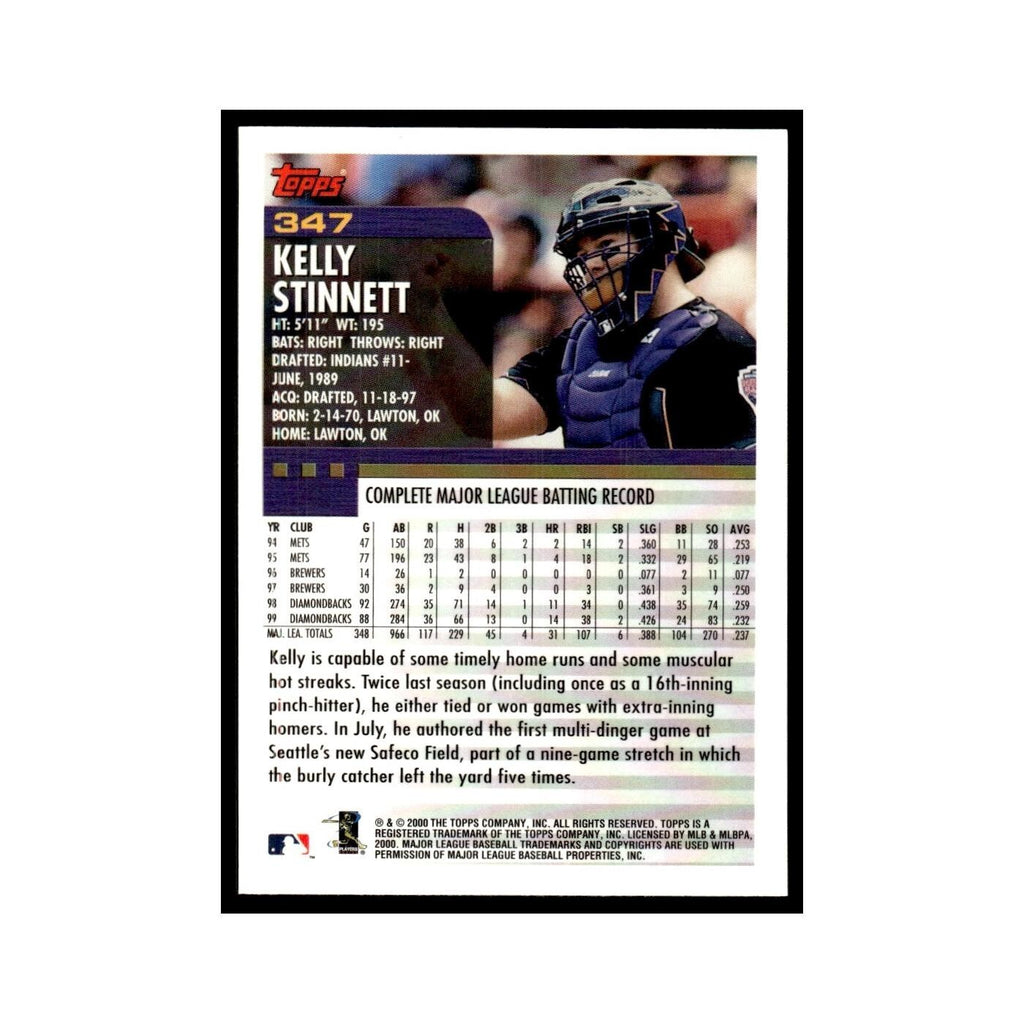 Kelly Stinnett 2000 Topps #347 Arizona Diamondbacks Baseball Card NM