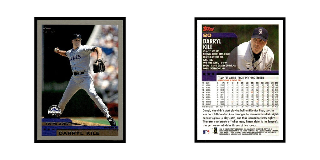 Darryl Kile 2000 Topps #20 Colorado Rockies Baseball Card NM