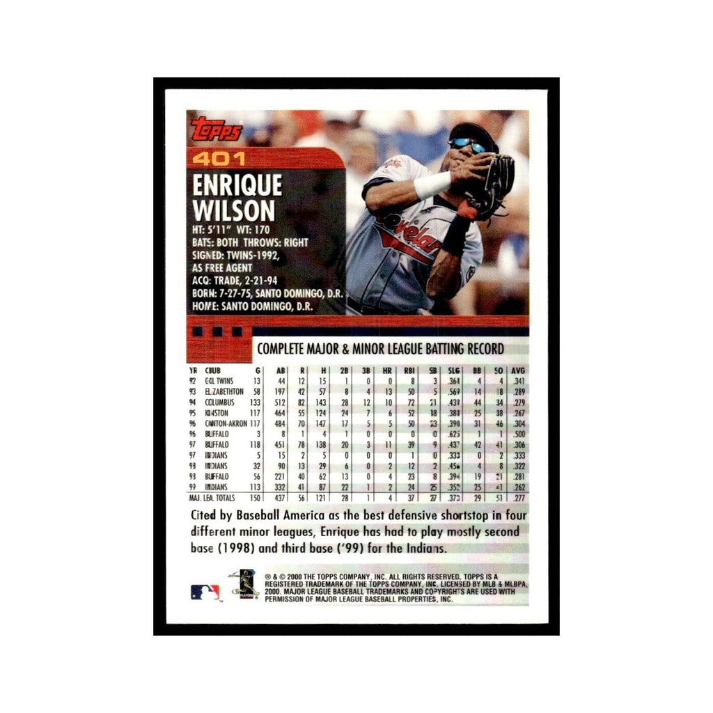 Enrique Wilson 2000 Topps #401 Cleveland Indians Baseball Card NM
