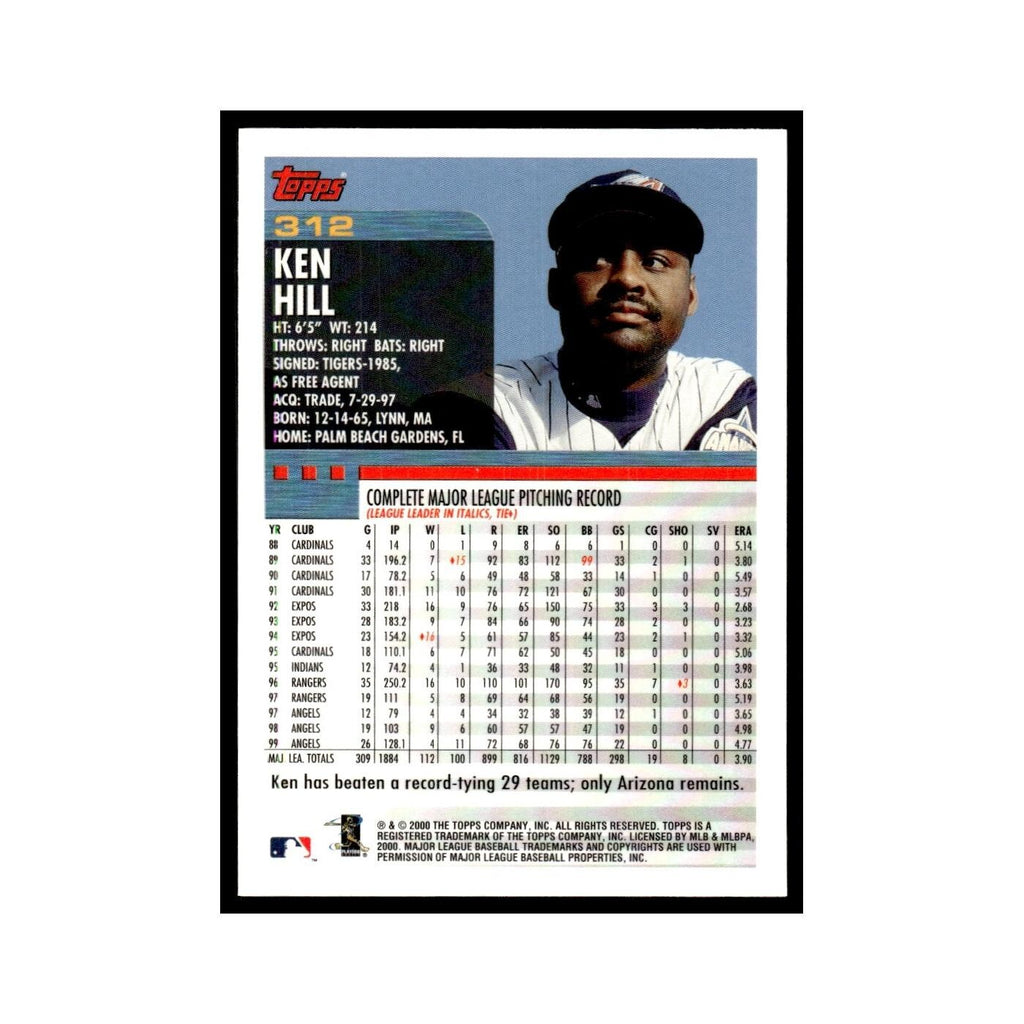 Ken Hill 2000 Topps #312 Anaheim Angels Baseball Card NM