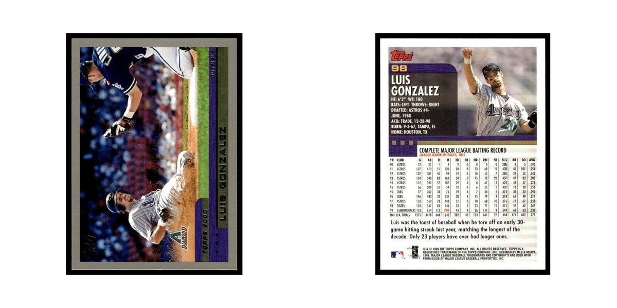 Luis Gonzalez 2000 Topps #98 Arizona Diamondbacks Baseball Card NM