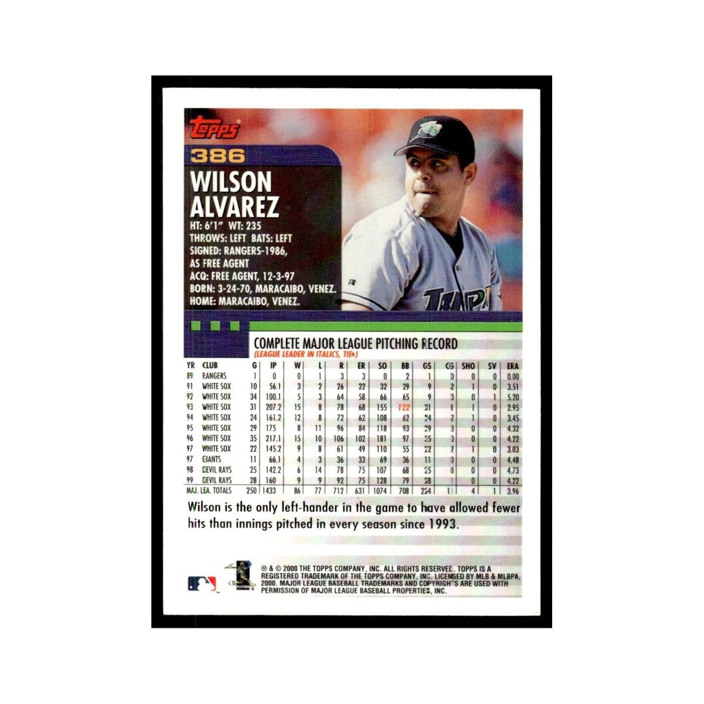 Wilson Alvarez 2000 Topps #386 Tampa Bay Devil Rays Baseball Card NM
