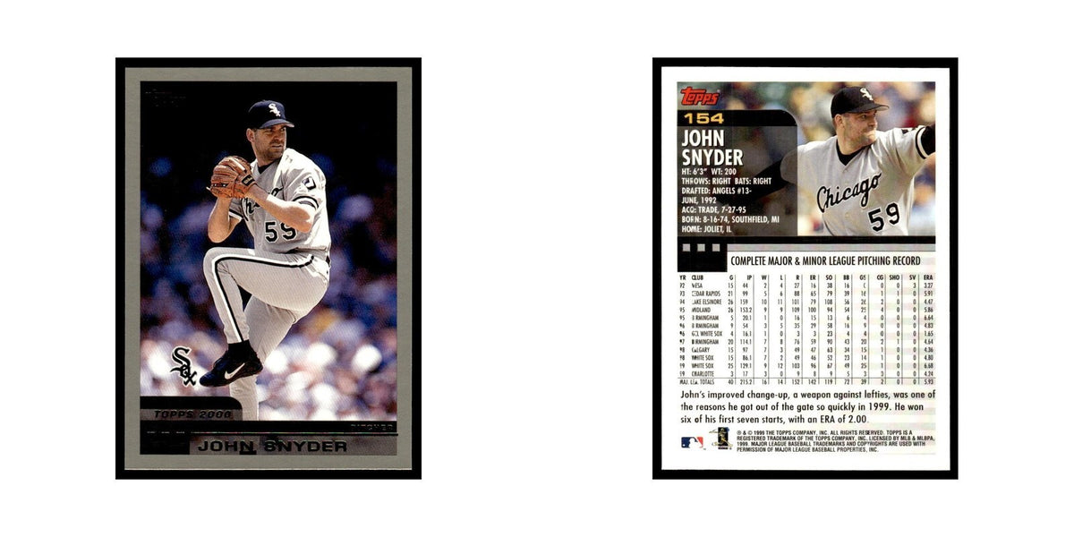 John Snyder 2000 Topps #154 Chicago White Sox Baseball Card NM