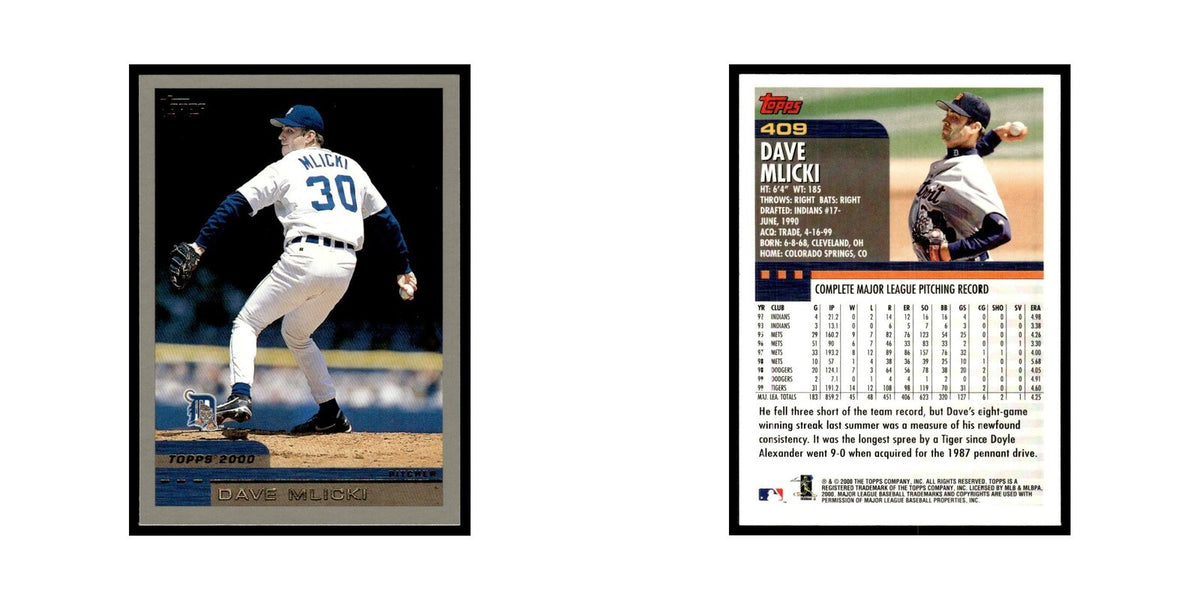 Dave Mlicki 2000 Topps #409 Detroit Tigers Baseball Card NM