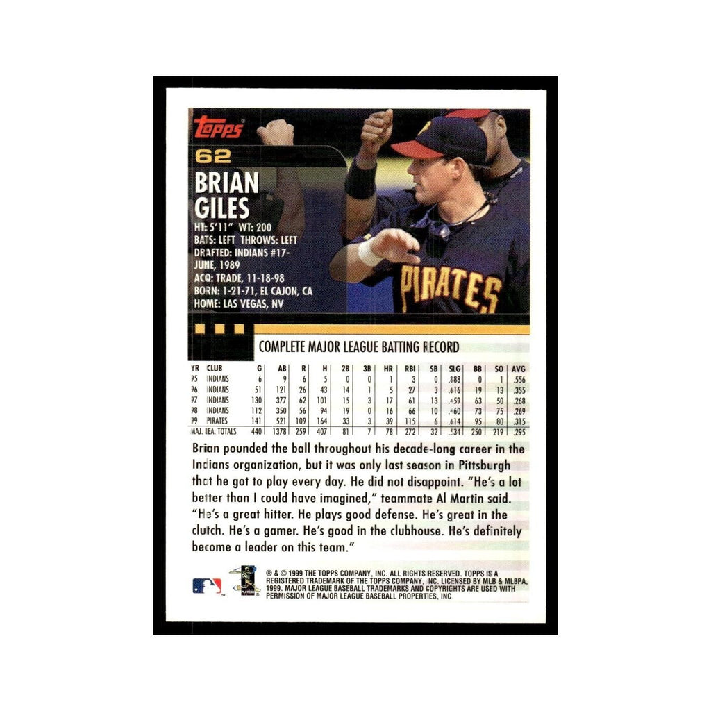 Brian Giles 2000 Topps #62 Pittsburgh Pirates Baseball Card NM
