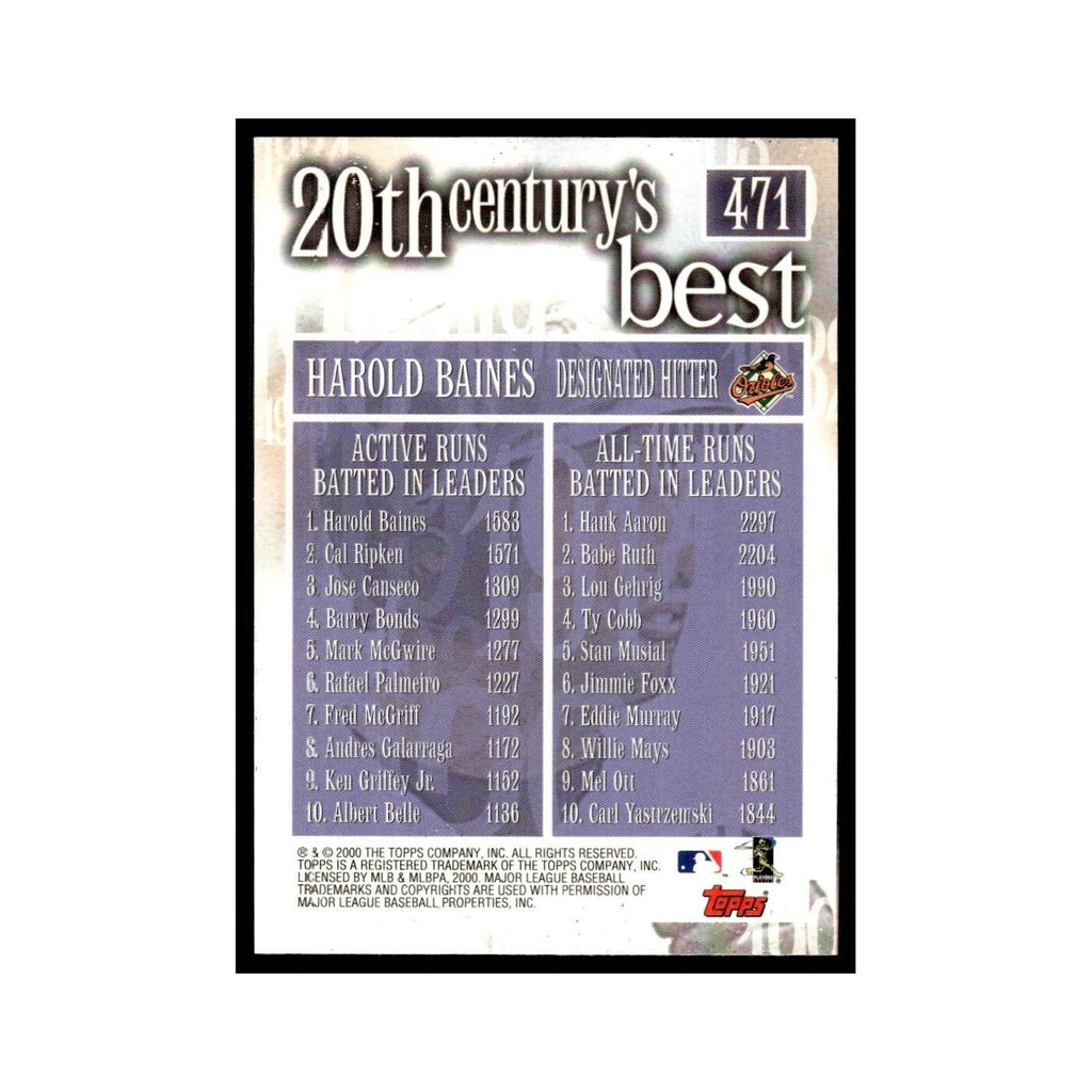Harold Baines 2000 Topps #471 Baltimore Orioles Baseball Card NM