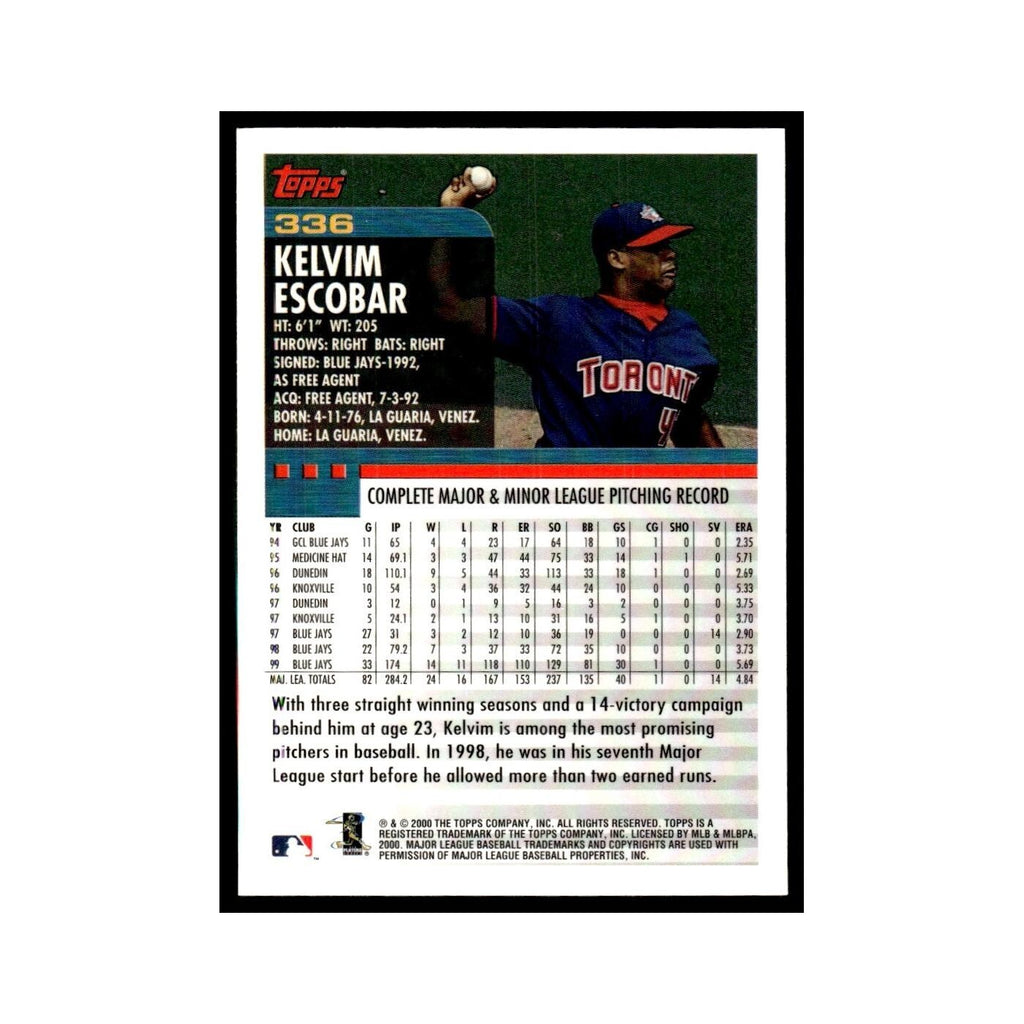 Kelvim Escobar 2000 Topps #336 Toronto Blue Jays Baseball Card NM