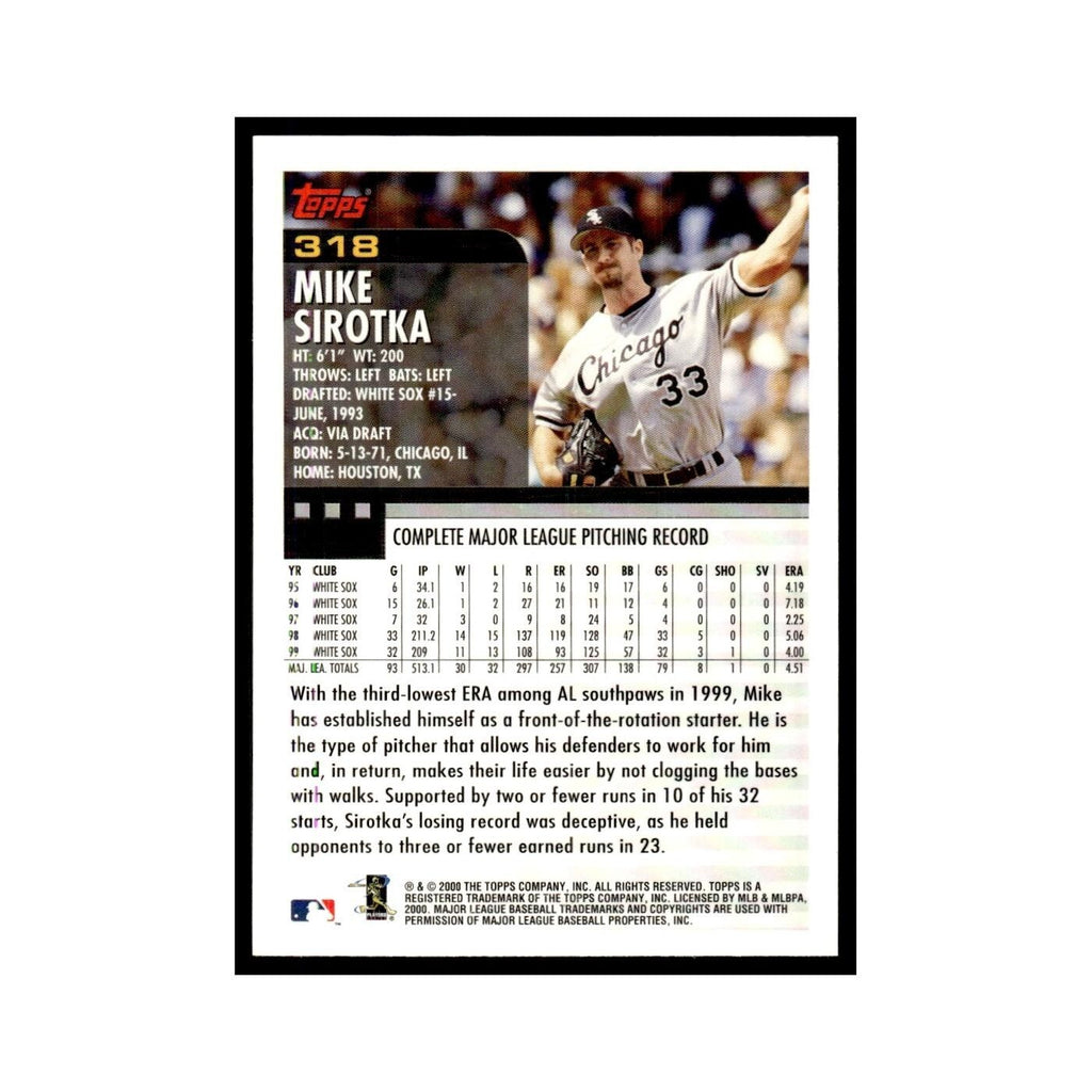 Mike Sirotka 2000 Topps #318 Chicago White Sox Baseball Card NM