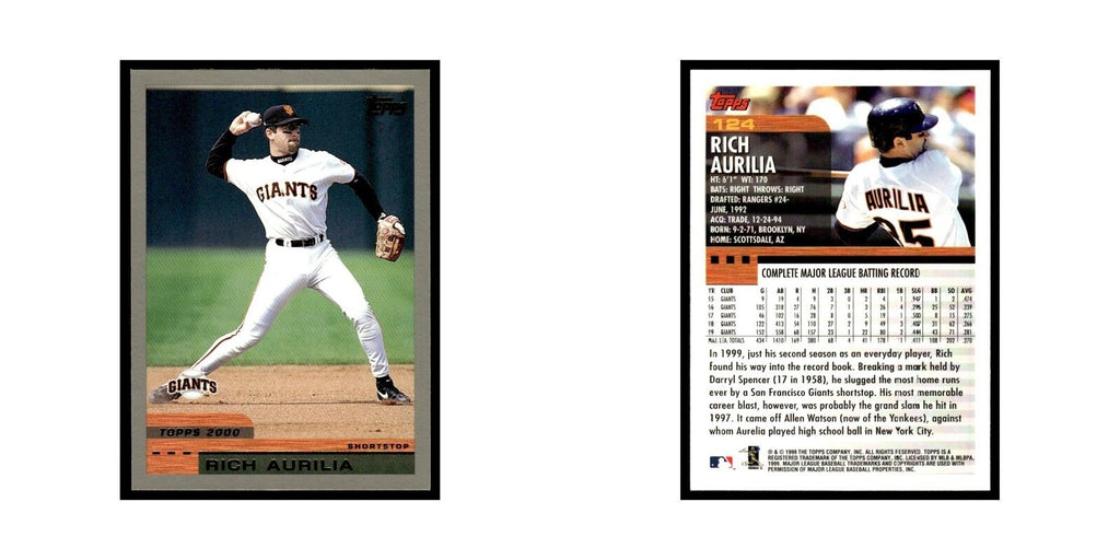 Rich Aurilia 2000 Topps #124 San Francisco Giants Baseball Card NM