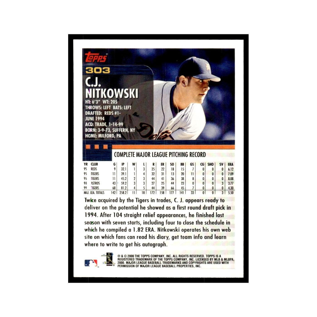 C.J. Nitkowski 2000 Topps #303 Detroit Tigers Baseball Card NM