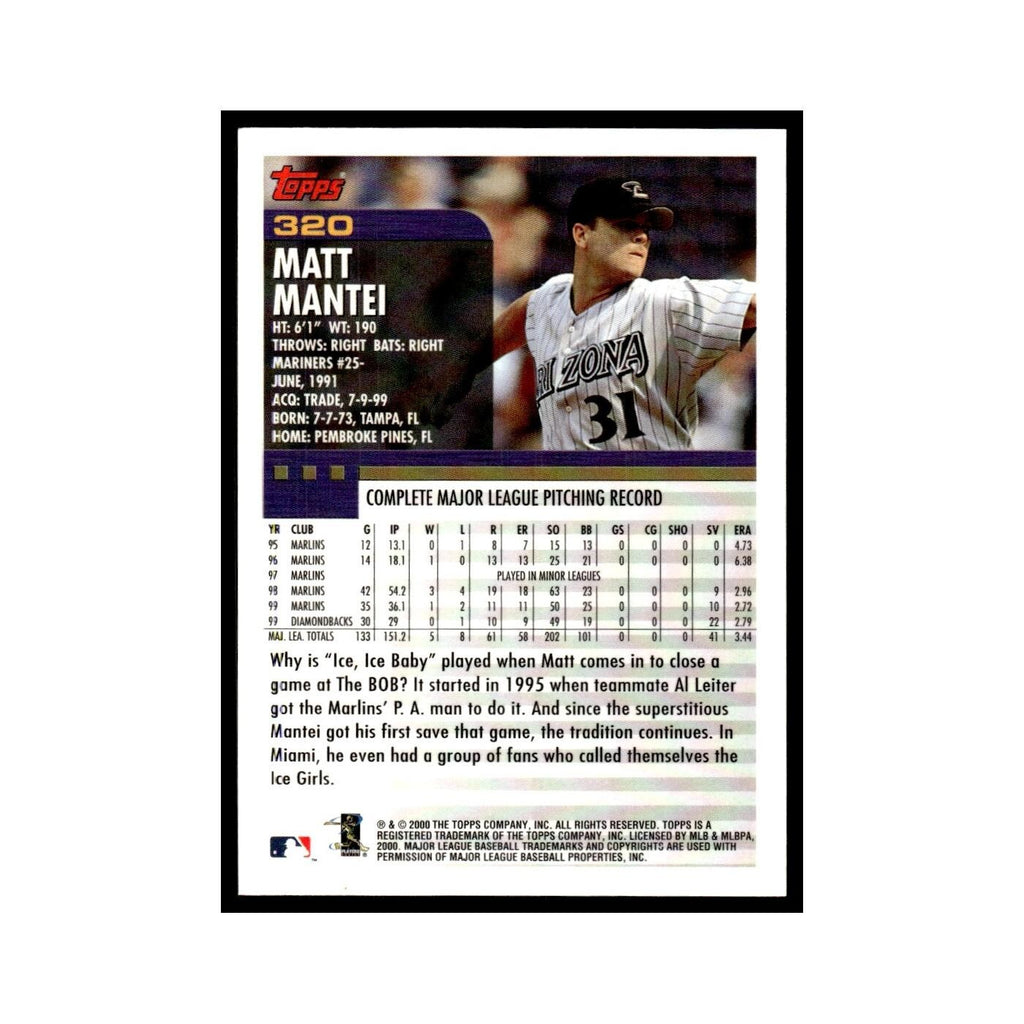Matt Mantei 2000 Topps #320 Arizona Diamondbacks Baseball Card NM