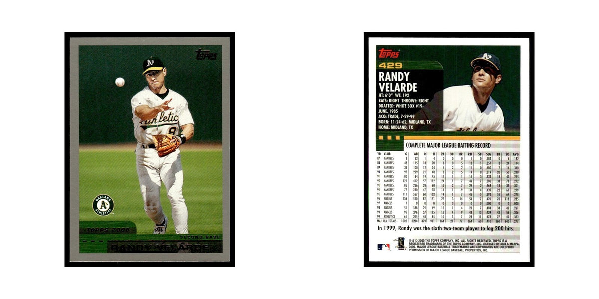 Randy Velarde 2000 Topps #429 Oakland Athletics Baseball Card NM