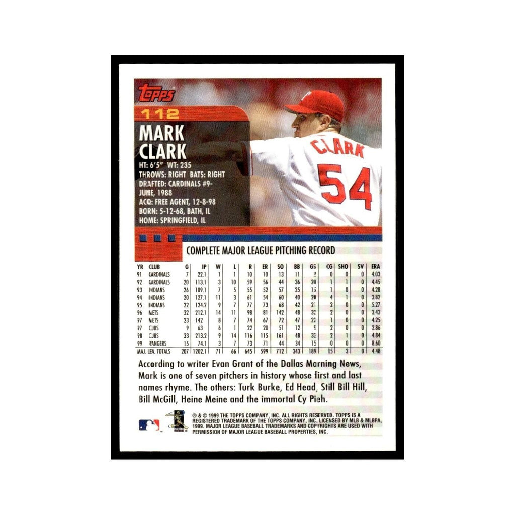 Mark Clark 2000 Topps #112 Texas Rangers Baseball Card NM