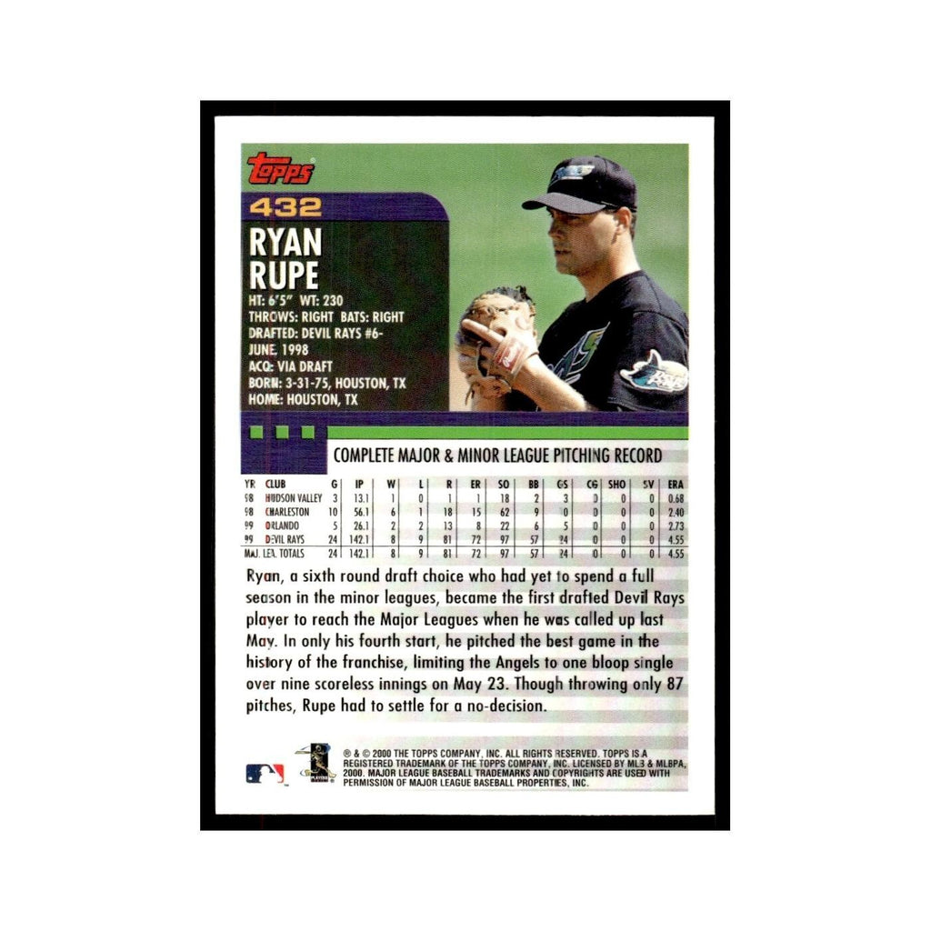 Ryan Rupe 2000 Topps #432 Tampa Bay Devil Rays Baseball Card NM