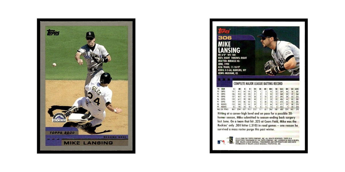 Mike Lansing 2000 Topps #306 Colorado Rockies Baseball Card NM