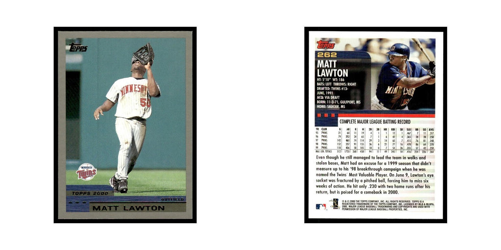 Matt Lawton 2000 Topps #262 Minnesota Twins Baseball Card NM