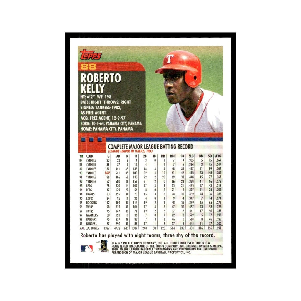 Roberto Kelly 2000 Topps #88 Texas Rangers Baseball Card NM