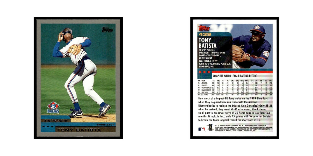 Tony Batista 2000 Topps #439 Toronto Blue Jays Baseball Card NM