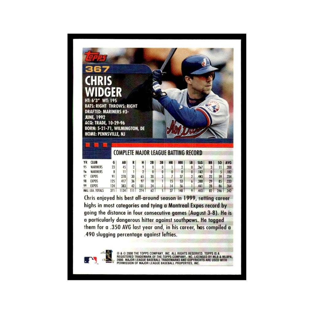 Chris Widger 2000 Topps #367 Montreal Expos Baseball Card NM