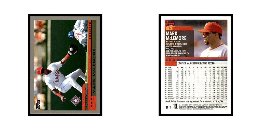 Mark McLemore 2000 Topps #23 Texas Rangers Baseball Card NM
