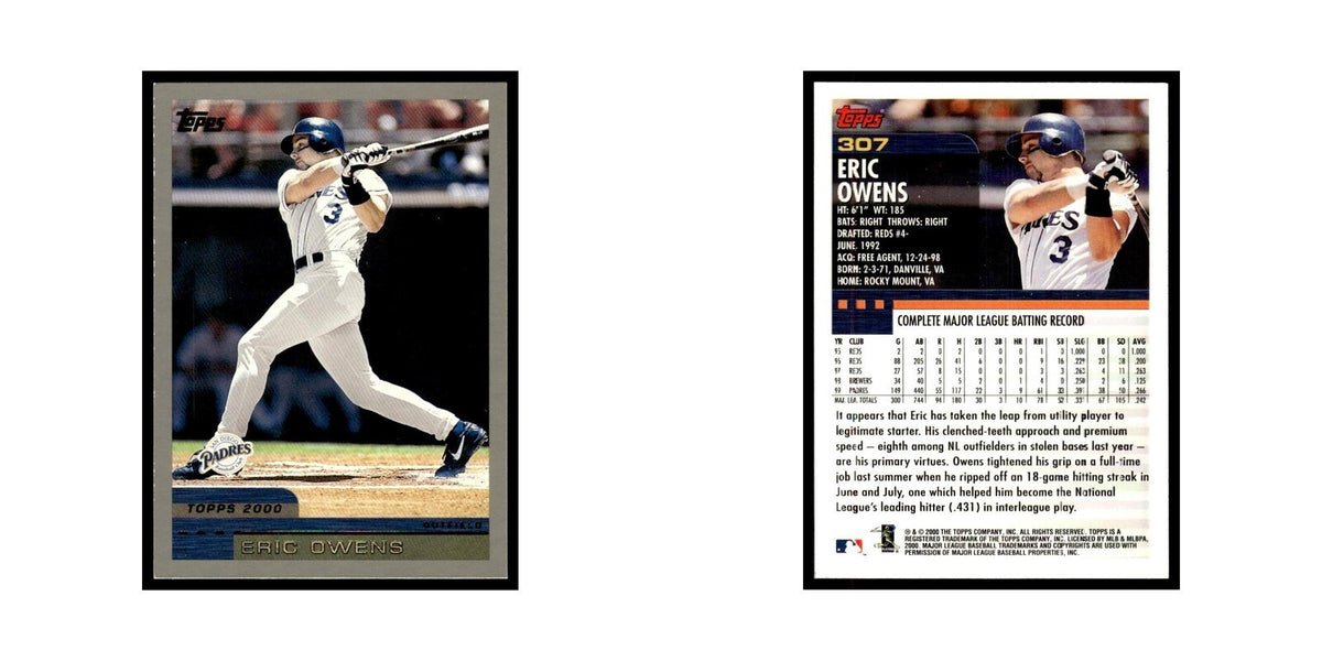 Eric Owens 2000 Topps #307 San Diego Padres Baseball Card NM