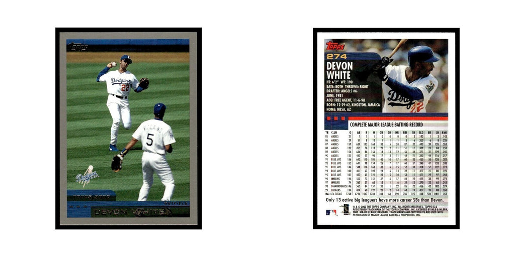 Devon White 2000 Topps #274 Los Angeles Dodgers Baseball Card NM