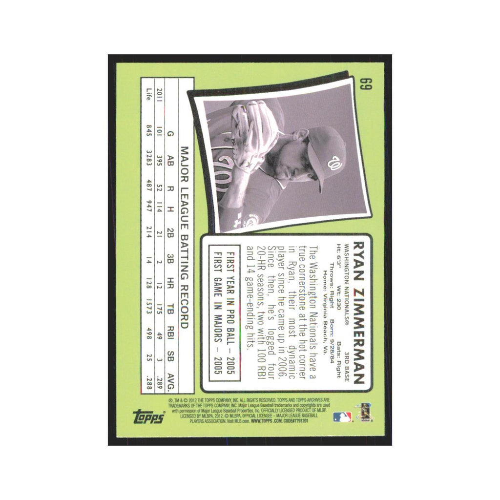 2012 Topps Archives Ryan Zimmerman Nationals #69
