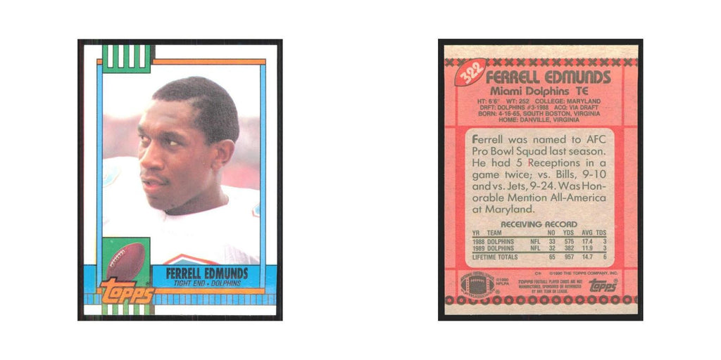 1990 Topps Ferrell Edmunds Dolphins #322