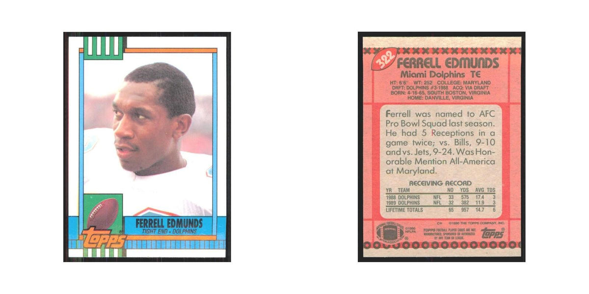 1990 Topps Ferrell Edmunds Dolphins #322
