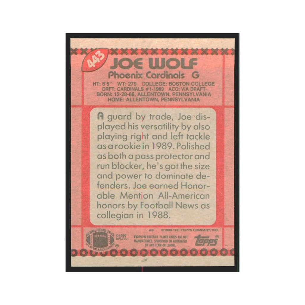 1990 Topps Joe Wolf Phoenix Cardinals #443