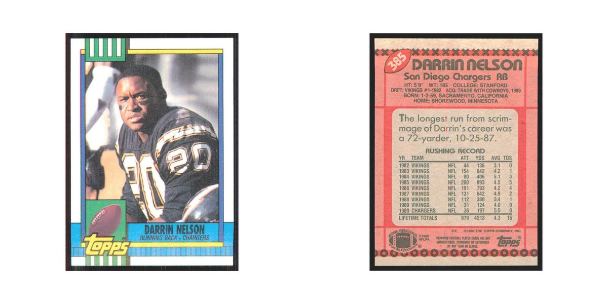 1990 Topps Darrin Nelson San Diego Chargers #385
