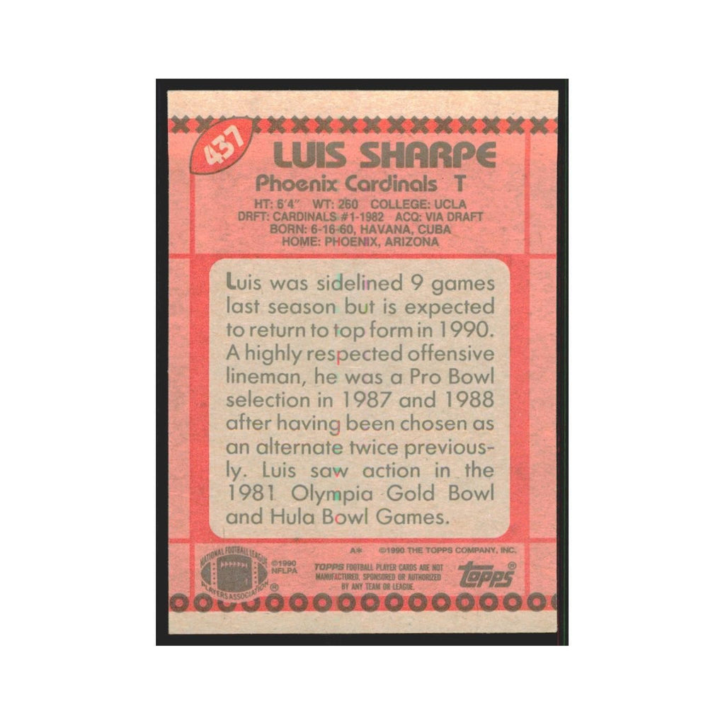 1990 Topps Luis Sharpe Phoenix Cardinals #437