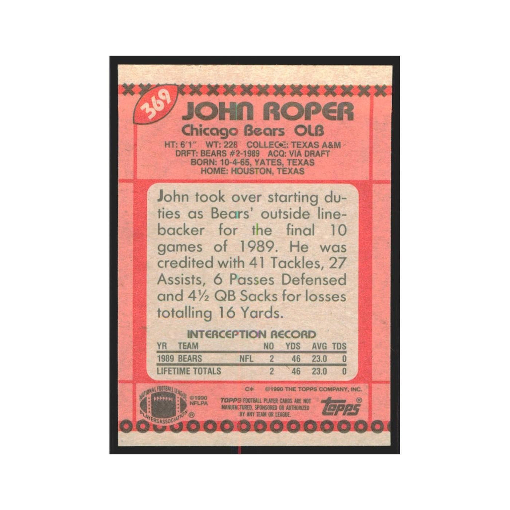 1990 Topps John Roper Bears #369