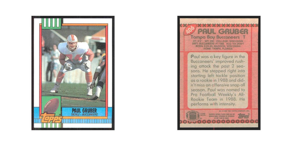 1990 Topps Paul Gruber Buccaneers #406