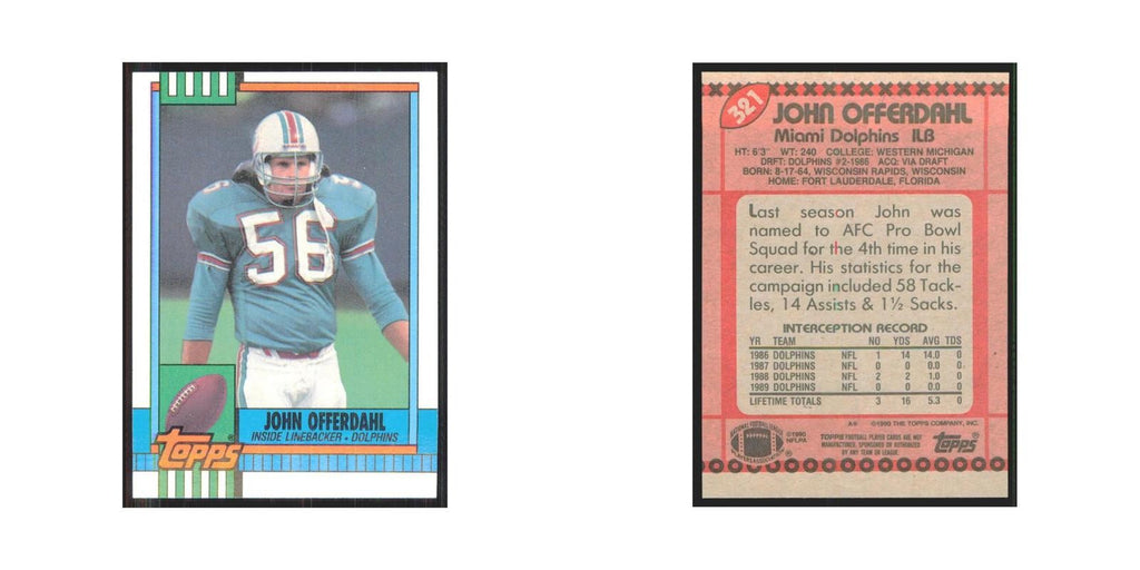 1990 Topps John Offerdahl Dolphins #321