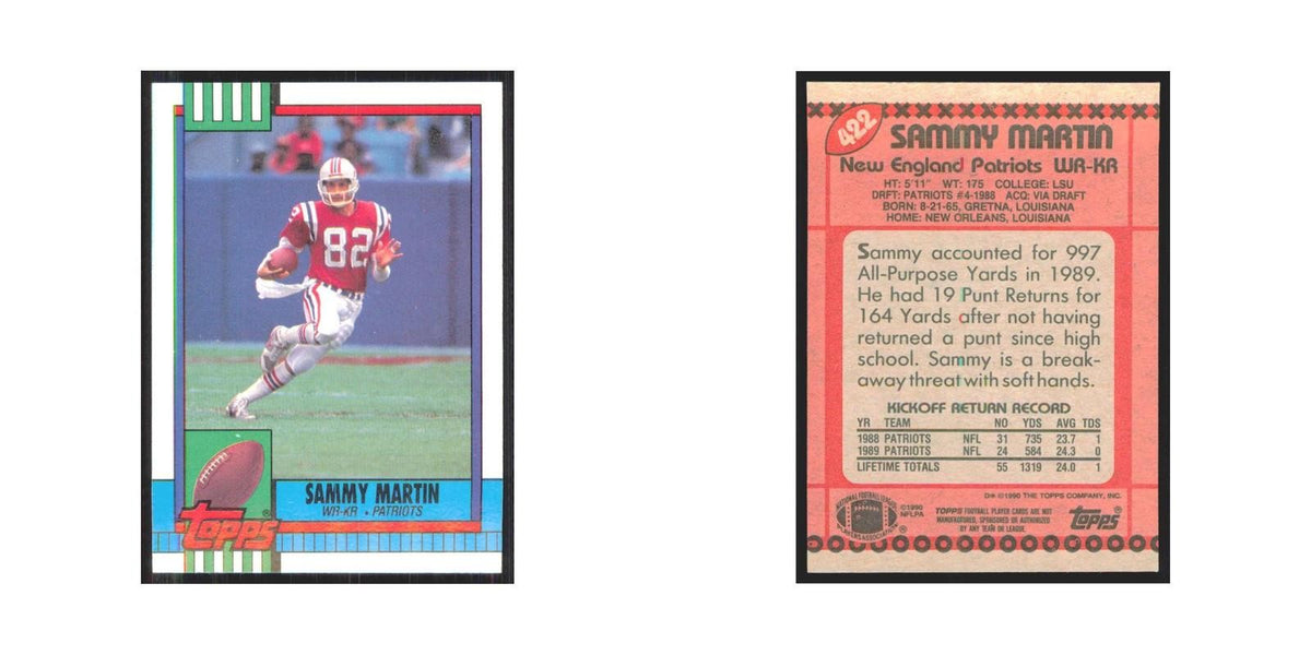 1990 Topps Sammy Martin RC Patriots #422