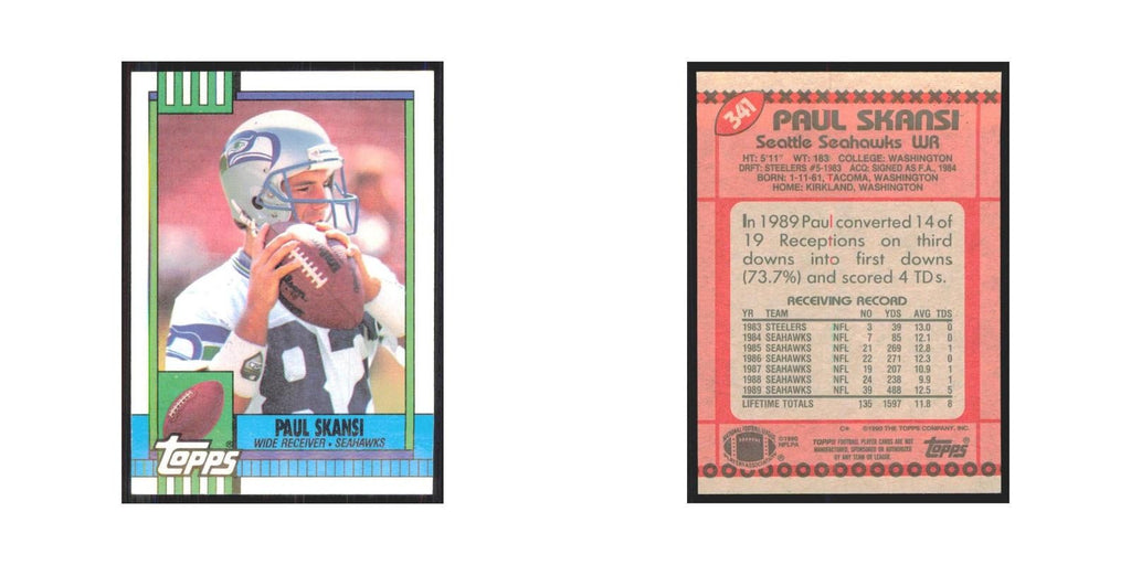 1990 Topps Paul Skansi RC Seahawks #341