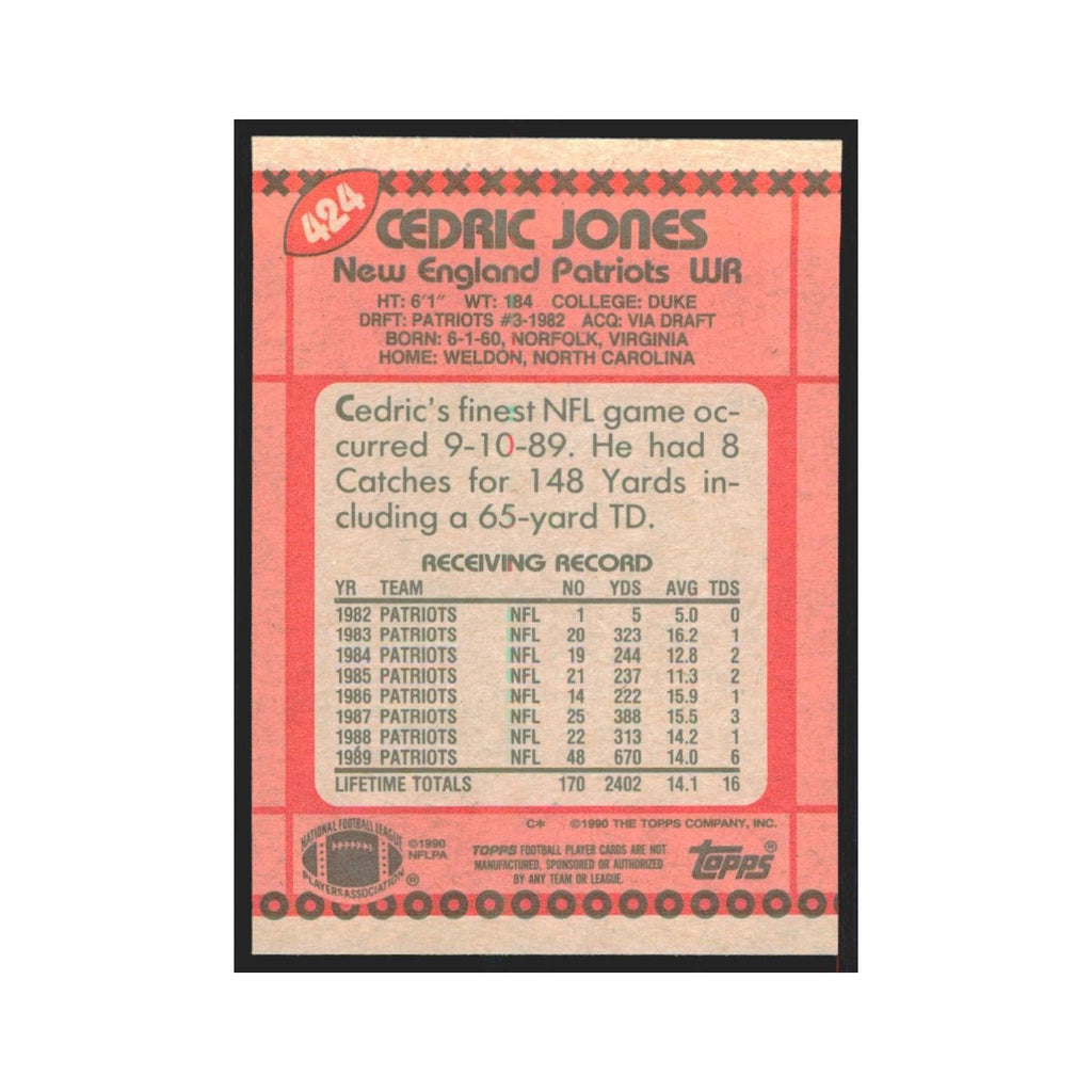1990 Topps Cedric Jones Patriots #424