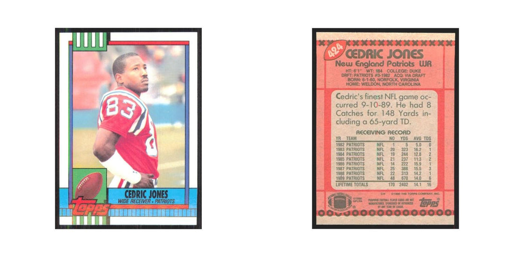 1990 Topps Cedric Jones Patriots #424